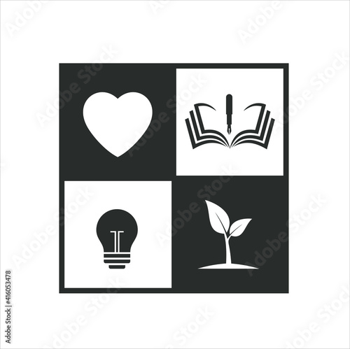 love, book, smart and grow icon collections.