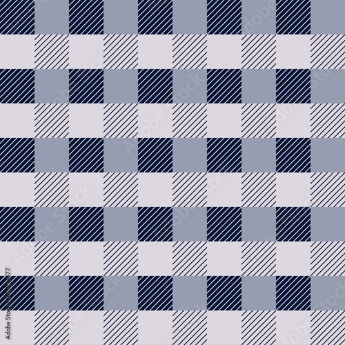 Blue gray checked seamless pattern. Fashionable plaid background, classic texture for fabric, print, textile