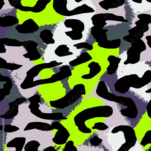 Abstract animal skin leopard seamless pattern design. Jaguar, leopard, cheetah, panther fur. Seamless camouflage background for fabric, textile, design, cover, wrapping.