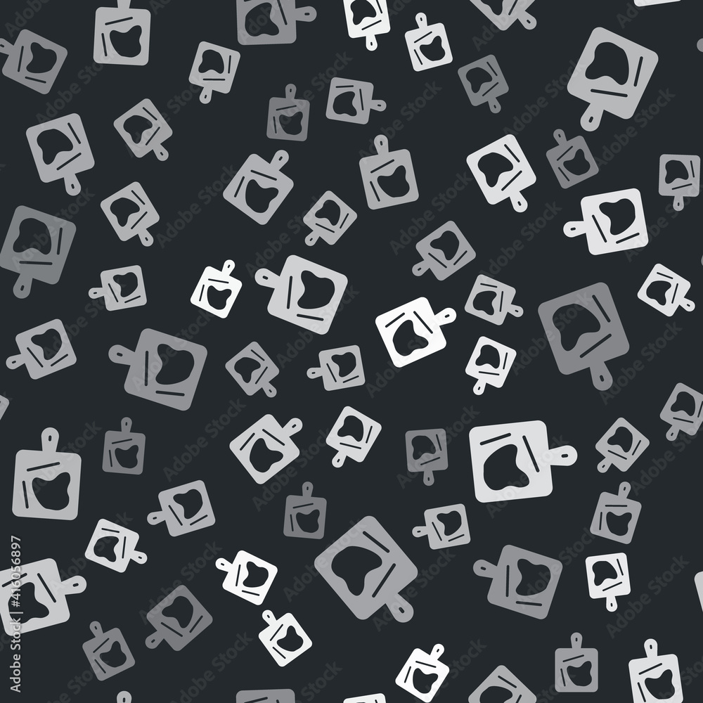 Grey Cutting board icon isolated seamless pattern on black background. Chopping Board symbol. Vector. Grey Cutting board icon isolated seamless pattern on black background. Chopping Board symbol. Vector.
