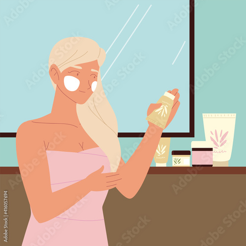 woman bathroom self skincare