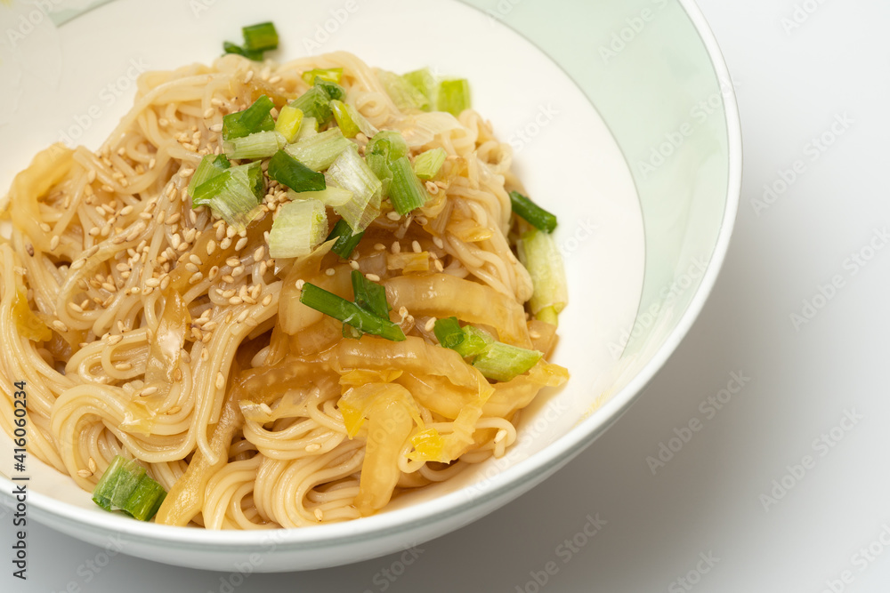 a close-up of soy sauce noodle
