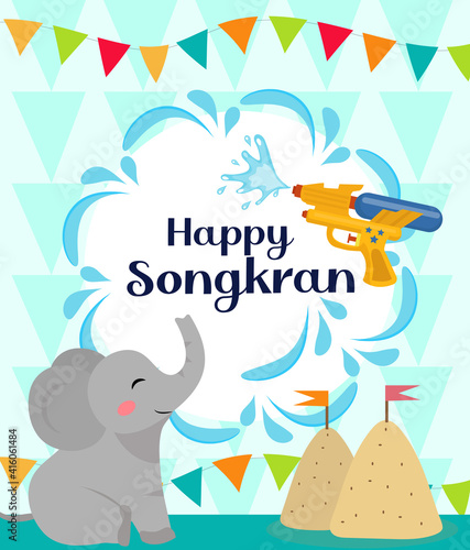 Happy Songkran festival Thailand beautiful design background  vector illustration