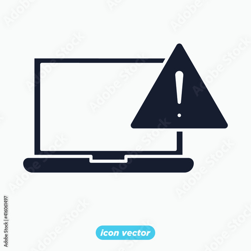 laptop warning icon. Exclamation mark. Warning Information sign symbol template for graphic and web design collection logo vector illustration