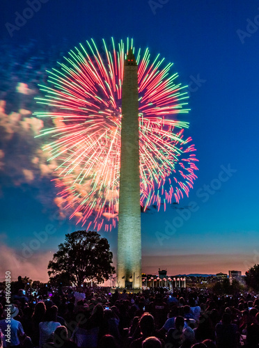 4th of July fireworks celebration in Washington Monument in Washington DC.