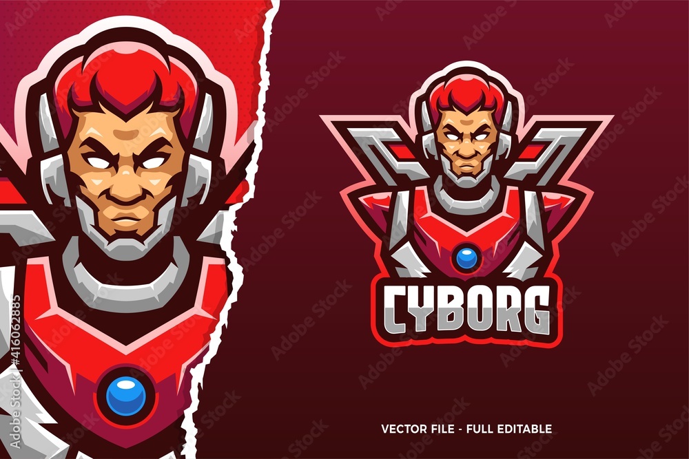 Cyborg Man E-sport Game Logo Template Cyborg Man E-sport Game Logo Template