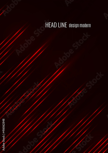 Glowing neon lines moving fast on a dark background. Red stripes and glittering ray traces on a dark background. Futuristic design. Vector