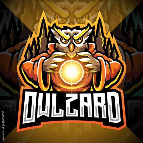 Owl wizard esport mascot logo