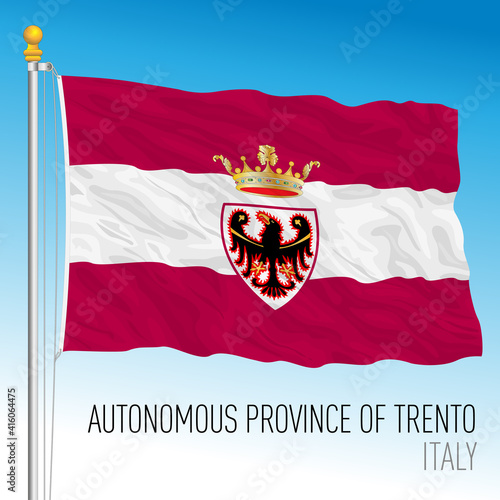 Autonomous Province of Trento, flag of the province, Italian Republic, vector illustration 