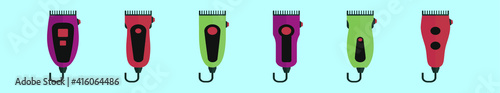 set of hair clippers cartoon icon design template with various models. vector illustration isolated on blue background