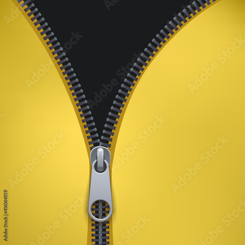 gray color zipper on yellow back textile
