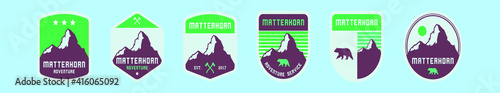 set of matterhorn cartoon icon design template with various models. vector illustration isolated on blue background