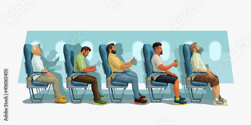 passengers sitting on their seats side view