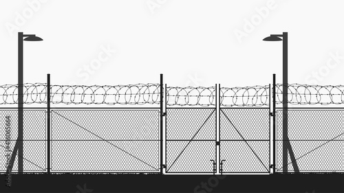 restricted area with chain fence on white