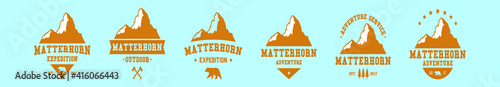 set of matterhorn cartoon icon design template with various models. vector illustration isolated on blue background