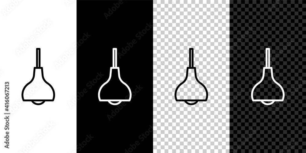 Set line Lamp hanging icon isolated on black and white,transparent background. Ceiling lamp light bulb. Vector. Set line Lamp hanging icon isolated on black and white,transparent background. Ceiling lamp light bulb. Vector.