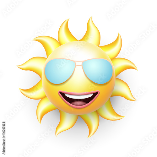 Smiley smiling sun in sunglasses.