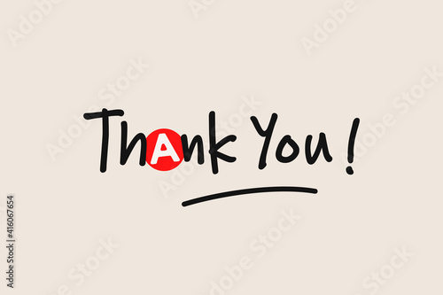 Thank You text Handwritten Lettering Calligraphy with Simple Black Hand Drawn Underline isolated on Vintage Background. Flat Vector Illustration Design Template Elements for Greeting Cards.