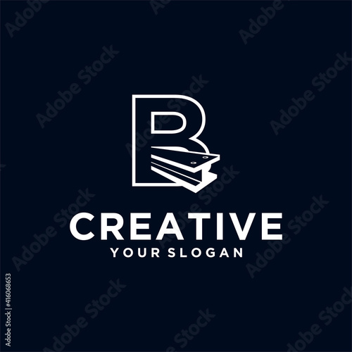 Vector steel logo design with steel beam icons