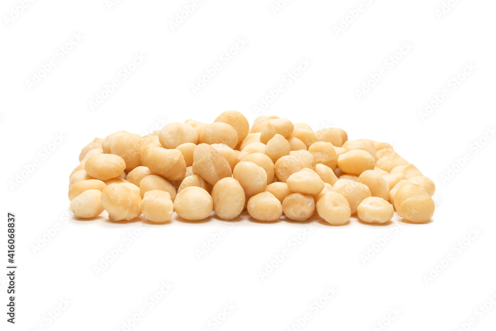 Macadamia nuts isolated on white background. Macadamia nuts isolated on white background.