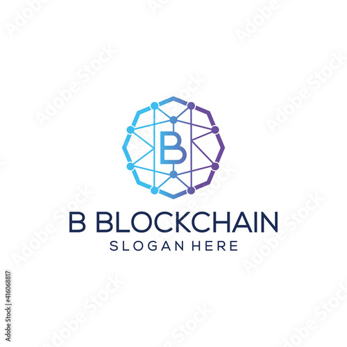 creative b blockchain logo design