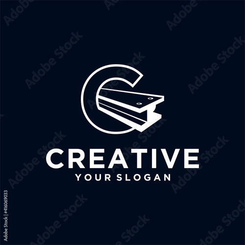 Vector steel logo design with steel beam icons