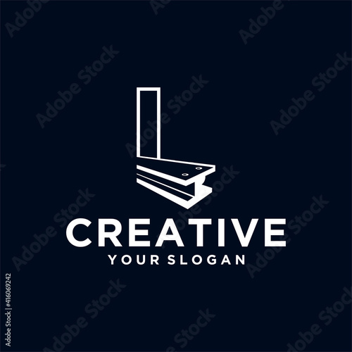 Vector steel logo design with steel beam icons