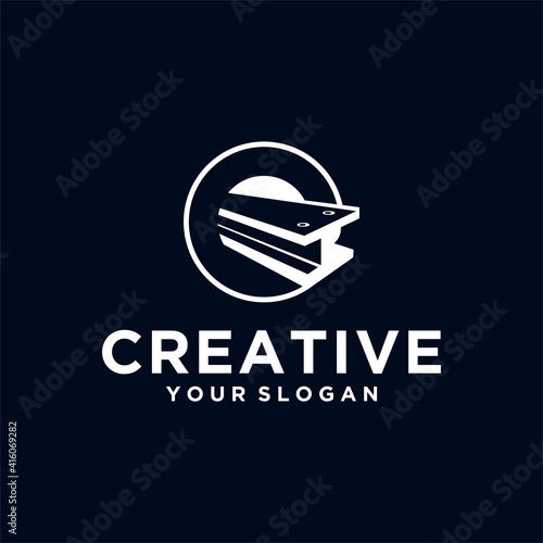 Vector steel logo design with steel beam icons