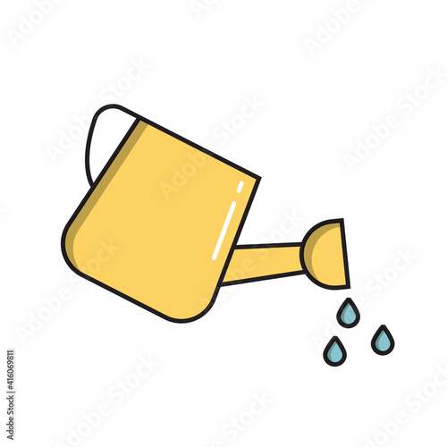 Water can, simple gardening icon in trendy line style isolated on white backg...