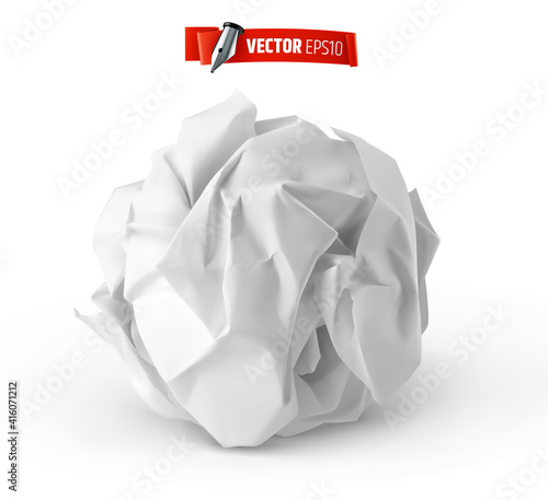 Boule de papier froissé vectorielle sur fond blanc