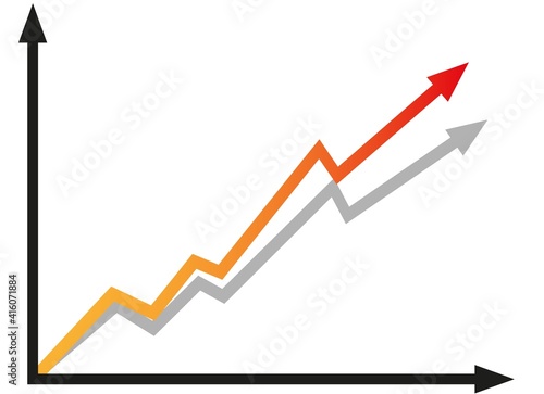 Graph with increase report. Diagram with rise and gain progress. Vector illustration
