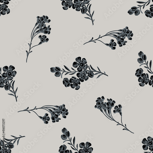 Seamless pattern with hand drawn stylized wax flower