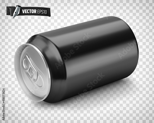 Canette de soda noire vectorielle sur fond transparent