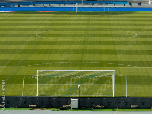 Grassy turf football field. Football field. soccer. © maxcam