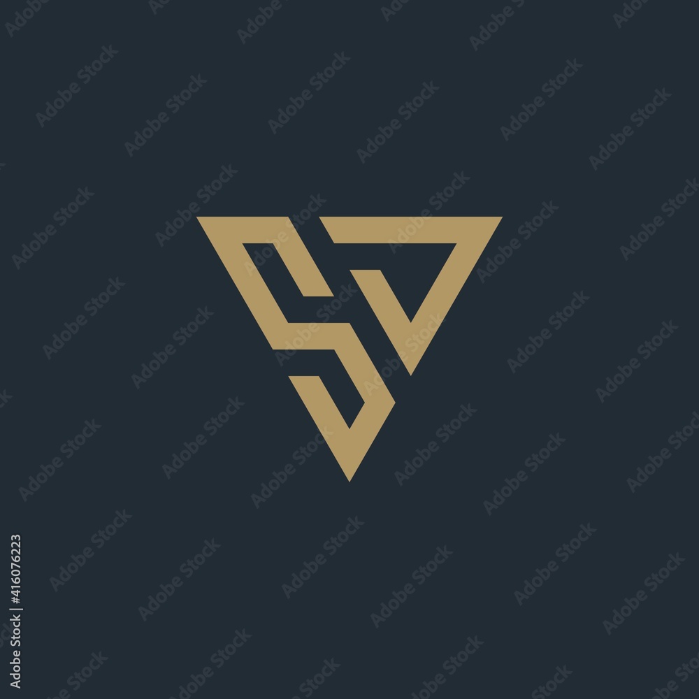 Initial SD with a triangle shape. logo design vector Initial SD with a triangle shape. logo design vector