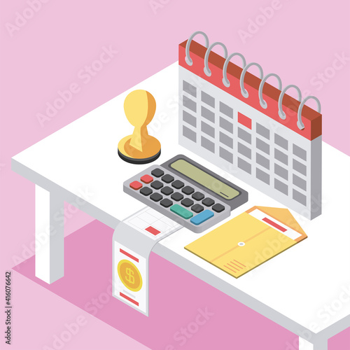 tax calendar isometric