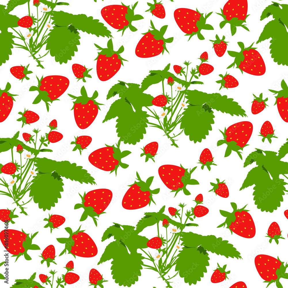 Strawberry vector seamless pattern on a white background. Strawberry vector seamless pattern on a white background.