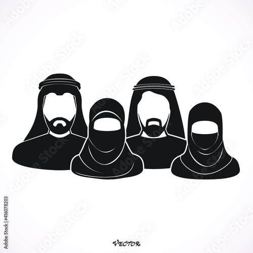 Muslim couples wearing traditional clothes