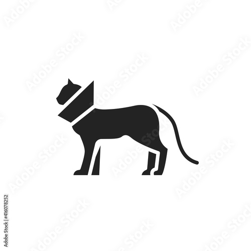 Cat in bandage black glyph icon. postoperative rest. Isolated vector element. Outline pictogram for web page  mobile app  promo