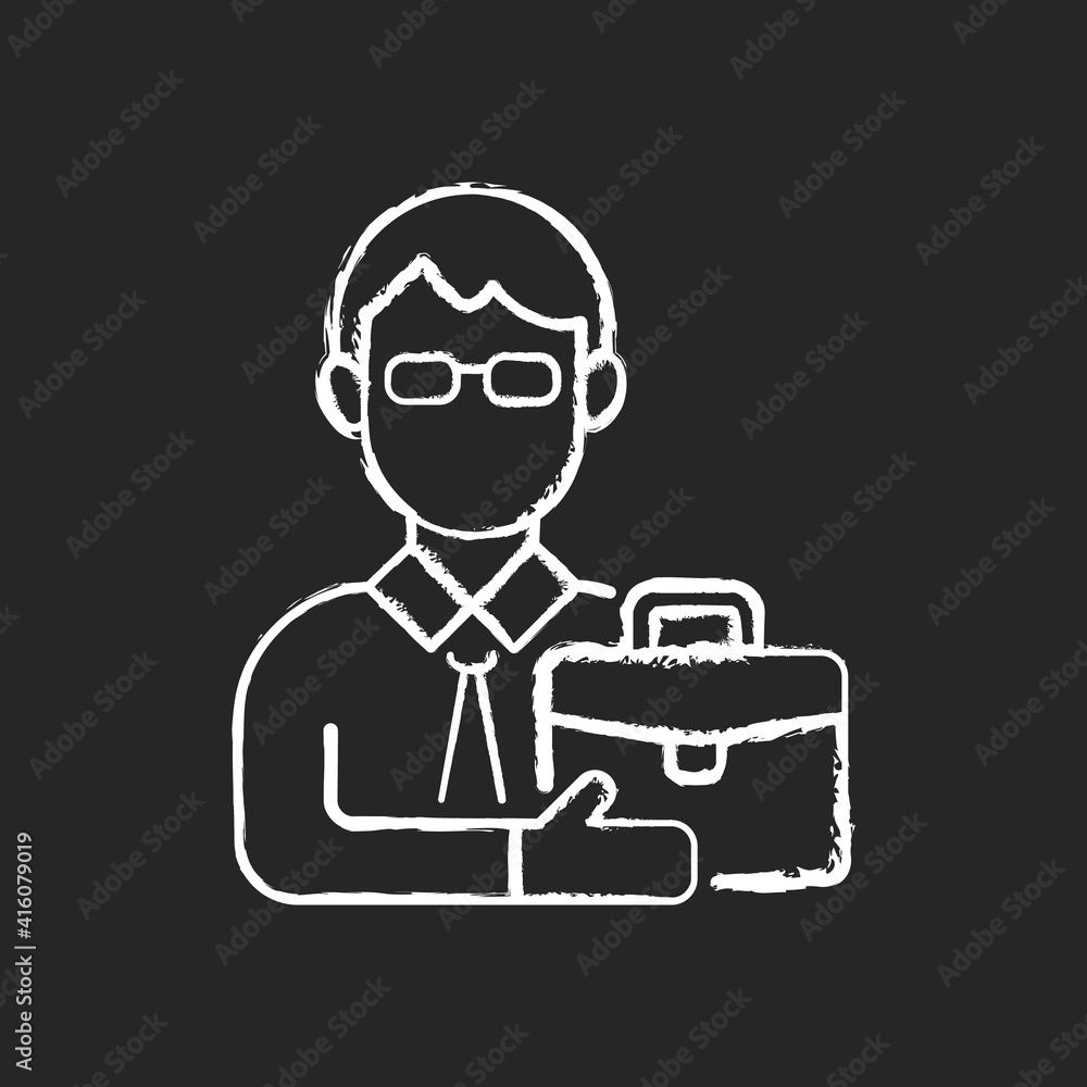 Male adult chalk white icon on black background. Middle-aged man. Midlife reevaluation. Fully developed and mature person. Physical, intellectual maturity. Isolated vector chalkboard illustration Male adult chalk white icon on black background. Middle-aged man. Midlife reevaluation. Fully developed and mature person. Physical, intellectual maturity. Isolated vector chalkboard illustration