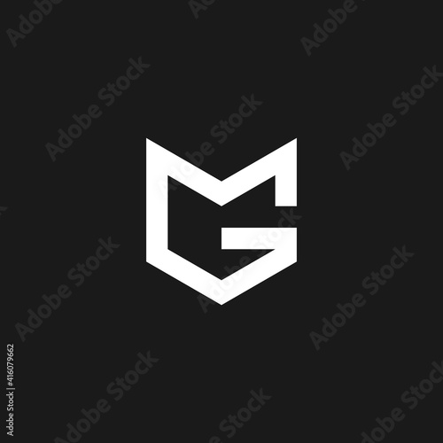 Monogram magnificent elegant trendy awesome three fine lines black and white initials MG