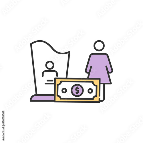 Burial insurance RGB color icon. Covering funeral and cremation expenses costs. Financial ability. Small life insurance policy. Using money for final expenses. Isolated vector illustration