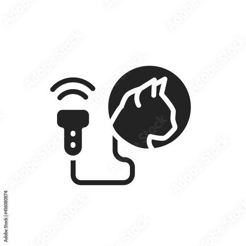 Animal ultrasonic diagnostic system black glyph icon. Medical and scientific concept. Isolated vector element. Outline pictogram for web page, mobile app, promo