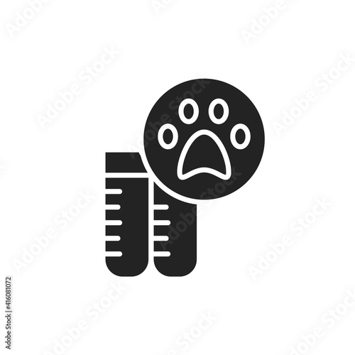 Animal blood test black glyph icon. Medical and scientific concept. Isolated vector element. Outline pictogram for web page, mobile app, promo.