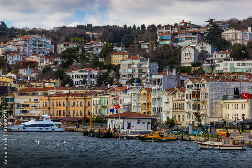 Front sides ones of the typical houses in Bebek. Istanbul. Turkey.
