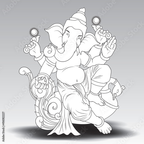 lord Ganesh. Line tattoo design concept.