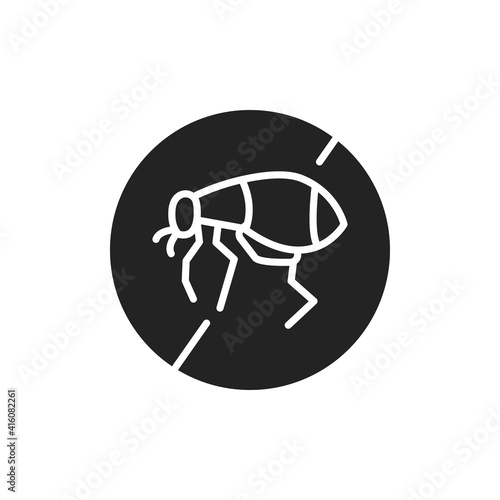 Flea destruction black glyph icon. Isolated vector element. Outline pictogram for web page, mobile app, promo.