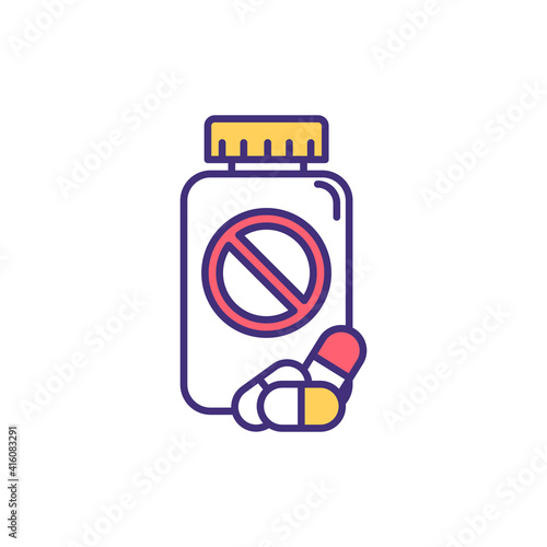 Antibiotic resistance RGB color icon. Using antiviral drugs effect reduction. Taking medications health risk. Bacterial infections treatment. Drug-resistant bacteria. Isolated vector illustration