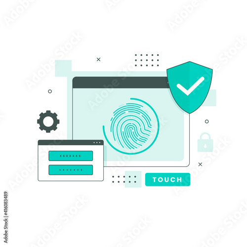 Fingerprint line illustration concept. Illustration for websites, landing pages, mobile applications, posters and banners