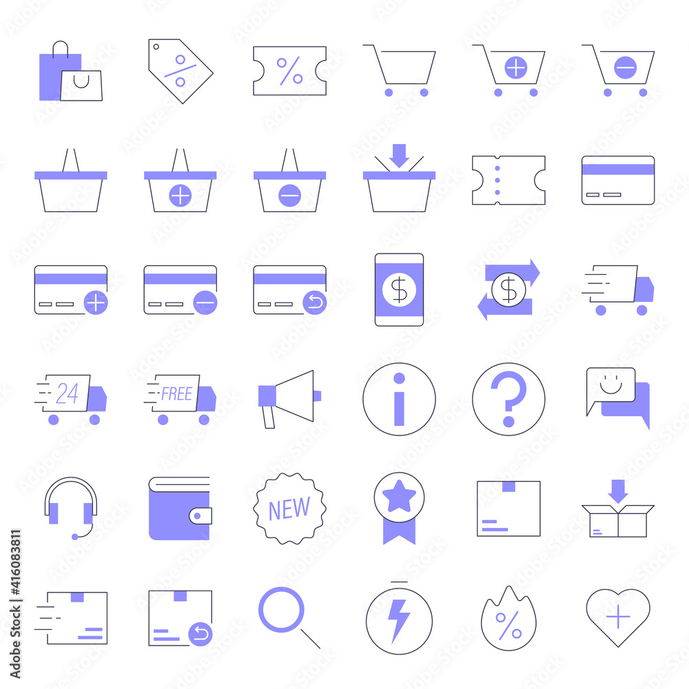 Colored line E-commerce Icons Colored line E-commerce Icons